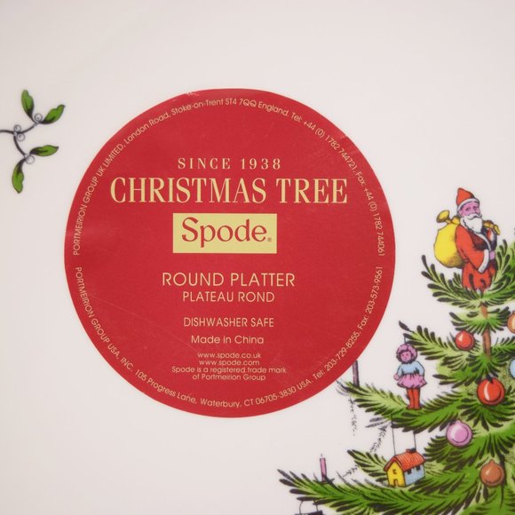 Spode Christmas Tree Platter Round Melamine 14" New Holiday Tray Serving Festive - Picture 3 of 13